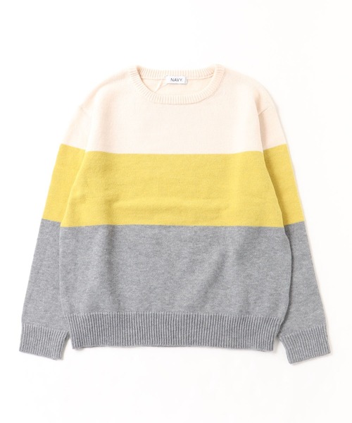 NAVY(ネイビー)の「NAVY もちもち 洗えるニット 3段切り替えプルオーバー(ニット/セーター・レディース・グリーン系/ネイビー/ピンク/イエロー・L/M)」の14枚目の写真