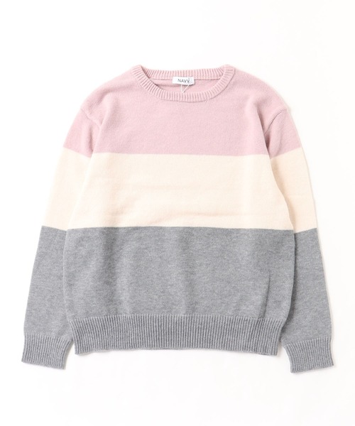 NAVY(ネイビー)の「NAVY もちもち 洗えるニット 3段切り替えプルオーバー(ニット/セーター・レディース・グリーン系/ネイビー/ピンク/イエロー・L/M)」の15枚目の写真