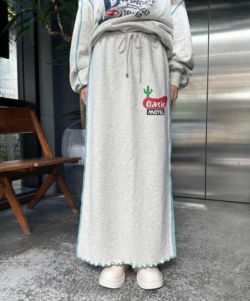 HELLO.SANFRANCISCO(ハローサンフランシスコ)の「【HELLO.SANFRANCISCO/ハローサンフランシスコ】コラボASS配色ステッチスウェットスカート(スカート・レディース・ブルー/ライトグレー/サーモンピンク・FREE)」の14枚目の写真