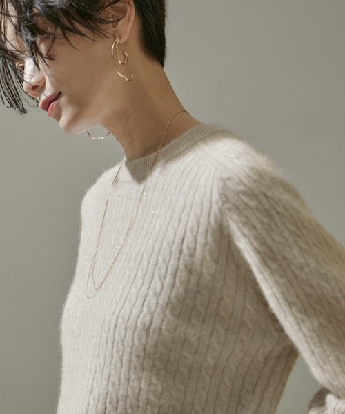 SALON adam et rope'（サロン アダム エ ロペ）の「【セットアップ対応】フォックス混ラメケーブル2WAYカーディガン/ニット（カーディガン/ボレロ・レディース・チャコールグレー/オフホワイト・FREE）」の12枚目の写真