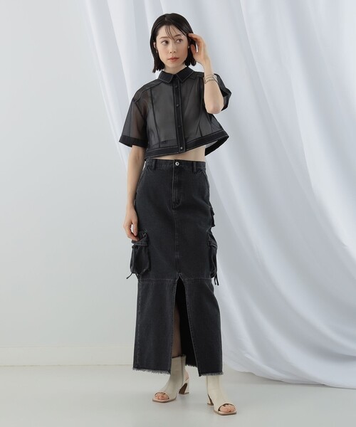 Ray BEAMS(レイビームス)の「Ray BEAMS / デニム カーゴ スカート(デニムスカート・レディース・ブラック/ブルー・0/1)」の6枚目の写真