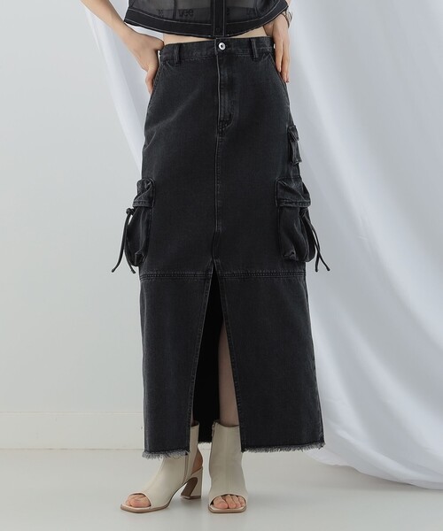 Ray BEAMS(レイビームス)の「Ray BEAMS / デニム カーゴ スカート(デニムスカート・レディース・ブラック/ブルー・0/1)」の7枚目の写真