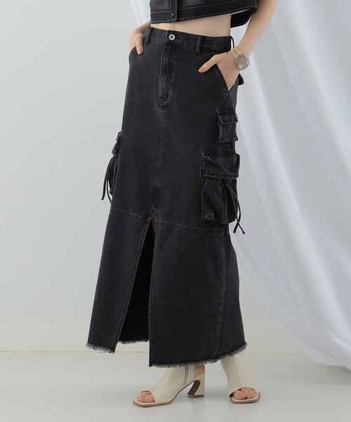 Ray BEAMS(レイビームス)の「Ray BEAMS / デニム カーゴ スカート(デニムスカート・レディース・ブラック/ブルー・0/1)」の8枚目の写真