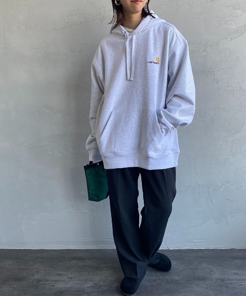 Carhartt WIP（カーハートダブリューアイピー）の「[carhartt WIP/カーハートダブリューアイピー] AMERICAN SCRIPT ワンポイントロゴ刺繍スウェットパーカー（パーカー・レディース・パープル/ブラック/ナチュラル/ライトグレー・XL/S/L/M）」の8枚目の写真