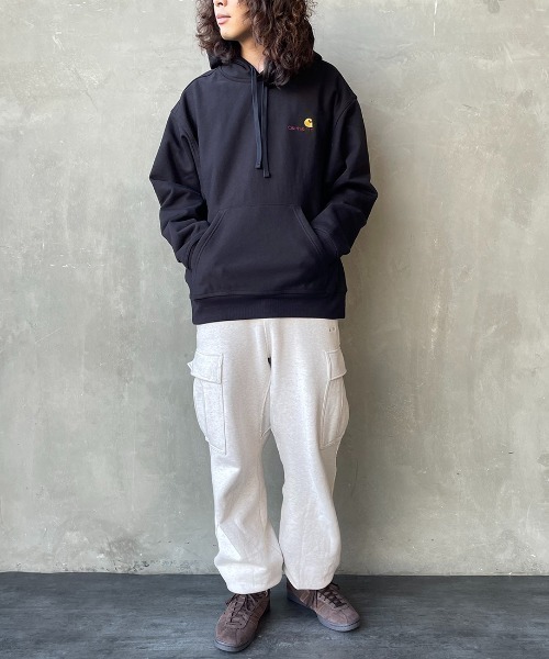 Carhartt WIP（カーハートダブリューアイピー）の「[carhartt WIP/カーハートダブリューアイピー] AMERICAN SCRIPT ワンポイントロゴ刺繍スウェットパーカー（パーカー・レディース・パープル/ブラック/ナチュラル/ライトグレー・XL/S/L/M）」の6枚目の写真