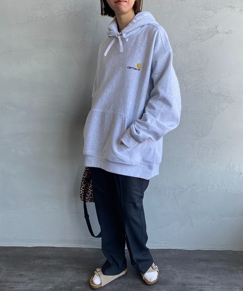 Carhartt WIP（カーハートダブリューアイピー）の「[carhartt WIP/カーハートダブリューアイピー] AMERICAN SCRIPT ワンポイントロゴ刺繍スウェットパーカー（パーカー・レディース・パープル/ブラック/ナチュラル/ライトグレー・XL/S/L/M）」の9枚目の写真