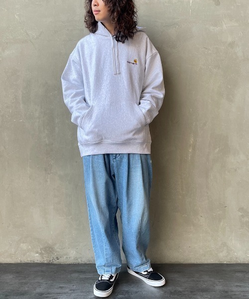 Carhartt WIP（カーハートダブリューアイピー）の「[carhartt WIP/カーハートダブリューアイピー] AMERICAN SCRIPT ワンポイントロゴ刺繍スウェットパーカー（パーカー・レディース・パープル/ブラック/ナチュラル/ライトグレー・XL/S/L/M）」の10枚目の写真