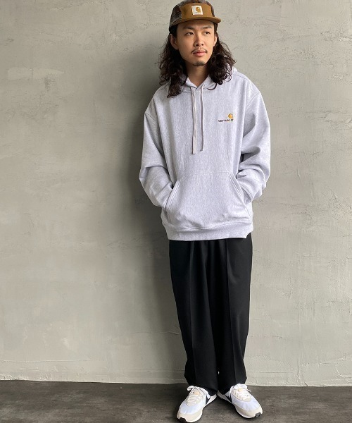 Carhartt WIP（カーハートダブリューアイピー）の「[carhartt WIP/カーハートダブリューアイピー] AMERICAN SCRIPT ワンポイントロゴ刺繍スウェットパーカー（パーカー・レディース・パープル/ブラック/ナチュラル/ライトグレー・XL/S/L/M）」の11枚目の写真