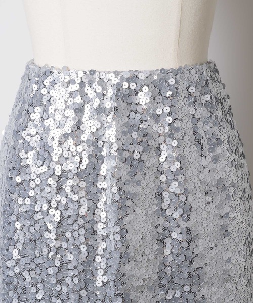 Double zip spangle midi skirt／ダブルジップスパンコール