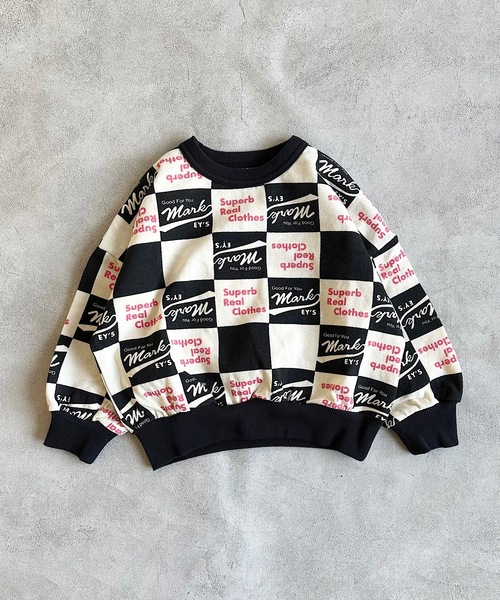 BIG FIELD（ビッグフィールド）の「総柄スウェット（80～150cm）（スウェット・キッズ・カーキ/ネイビー/オフホワイト・95/90/130/80/140/150/100/120/110）」の2枚目の写真