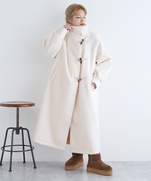 w closet（ダブルクローゼット）の「スタンドカラーダッフルコート（ダッフルコート・レディース・アイボリー/チャコールグレー/ブラック・FREE）」の17枚目の写真