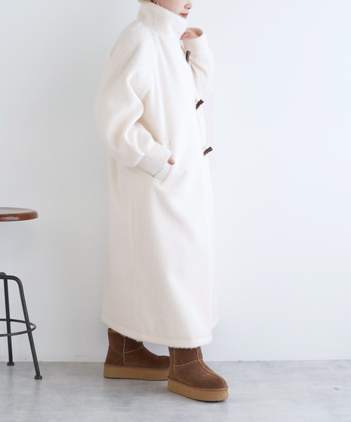 w closet（ダブルクローゼット）の「スタンドカラーダッフルコート（ダッフルコート・レディース・アイボリー/チャコールグレー/ブラック・FREE）」の18枚目の写真