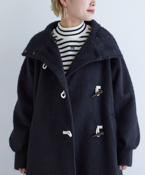 w closet（ダブルクローゼット）の「スタンドカラーダッフルコート（ダッフルコート・レディース・アイボリー/チャコールグレー/ブラック・FREE）」の4枚目の写真