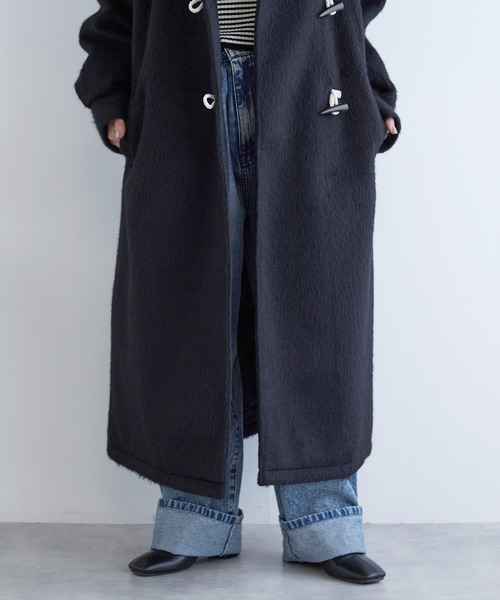 w closet（ダブルクローゼット）の「スタンドカラーダッフルコート（ダッフルコート・レディース・アイボリー/チャコールグレー/ブラック・FREE）」の6枚目の写真