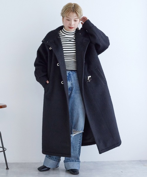 w closet（ダブルクローゼット）の「スタンドカラーダッフルコート（ダッフルコート・レディース・アイボリー/チャコールグレー/ブラック・FREE）」の7枚目の写真