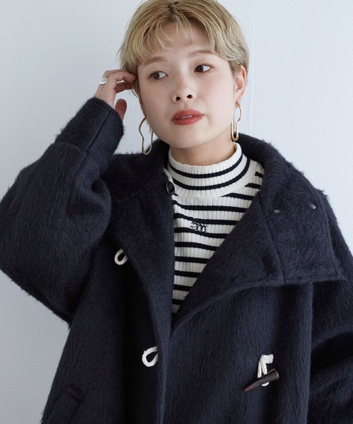 w closet（ダブルクローゼット）の「スタンドカラーダッフルコート（ダッフルコート・レディース・アイボリー/チャコールグレー/ブラック・FREE）」の8枚目の写真