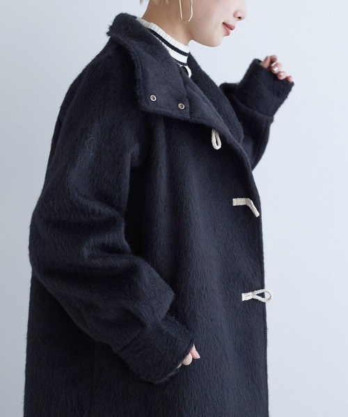 w closet（ダブルクローゼット）の「スタンドカラーダッフルコート（ダッフルコート・レディース・アイボリー/チャコールグレー/ブラック・FREE）」の9枚目の写真
