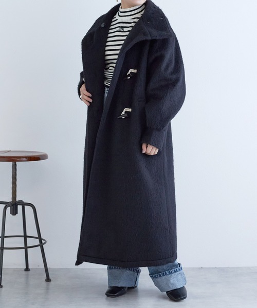 w closet（ダブルクローゼット）の「スタンドカラーダッフルコート（ダッフルコート・レディース・アイボリー/チャコールグレー/ブラック・FREE）」の10枚目の写真