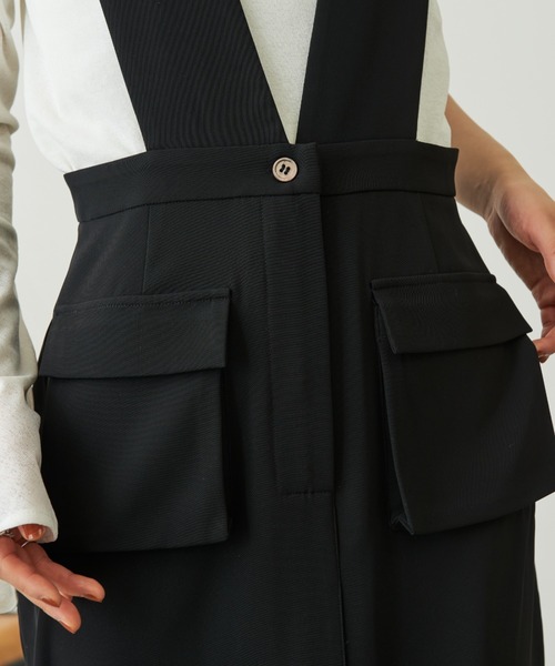 Aunt Marie's（アントマリーズ）の「アウトポケットジャンスカ（ジャンパースカート・レディース・モカ/ブラック・FREE）」の3枚目の写真