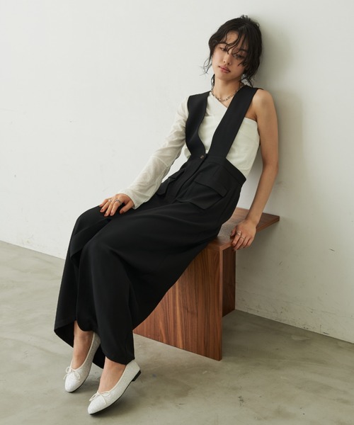 Aunt Marie's（アントマリーズ）の「アウトポケットジャンスカ（ジャンパースカート・レディース・モカ/ブラック・FREE）」の7枚目の写真