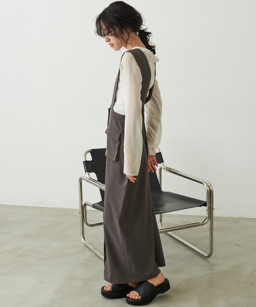 Aunt Marie's（アントマリーズ）の「アウトポケットジャンスカ（ジャンパースカート・レディース・モカ/ブラック・FREE）」の20枚目の写真