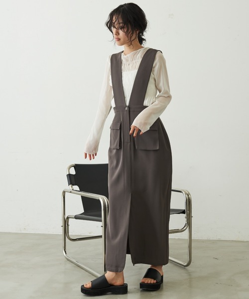 Aunt Marie's（アントマリーズ）の「アウトポケットジャンスカ（ジャンパースカート・レディース・モカ/ブラック・FREE）」の16枚目の写真