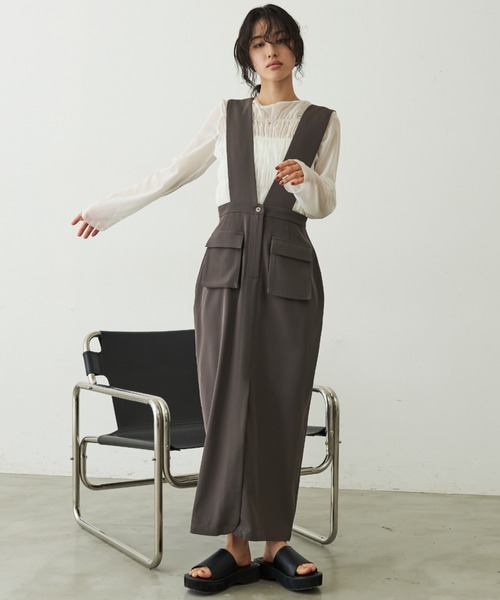 Aunt Marie's（アントマリーズ）の「アウトポケットジャンスカ（ジャンパースカート・レディース・モカ/ブラック・FREE）」の17枚目の写真