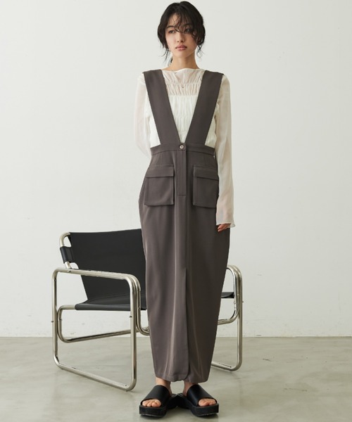 Aunt Marie's（アントマリーズ）の「アウトポケットジャンスカ（ジャンパースカート・レディース・モカ/ブラック・FREE）」の15枚目の写真