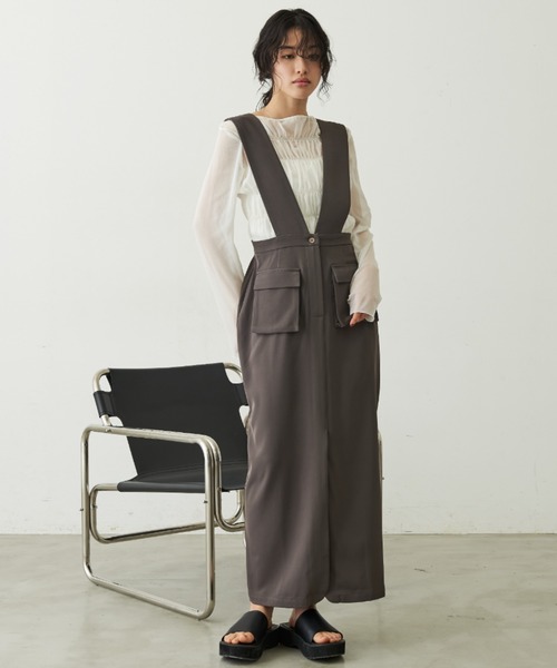 Aunt Marie's（アントマリーズ）の「アウトポケットジャンスカ（ジャンパースカート・レディース・モカ/ブラック・FREE）」の18枚目の写真