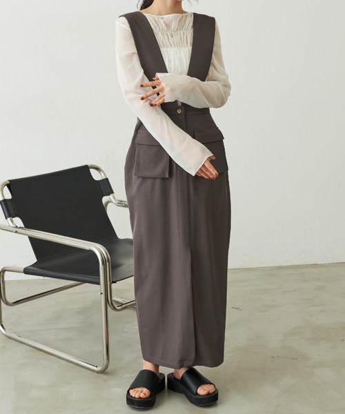 Aunt Marie's（アントマリーズ）の「アウトポケットジャンスカ（ジャンパースカート・レディース・モカ/ブラック・FREE）」の19枚目の写真