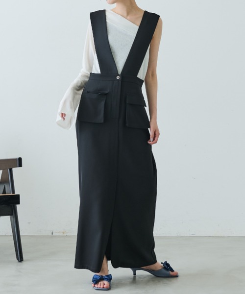 Aunt Marie's（アントマリーズ）の「アウトポケットジャンスカ（ジャンパースカート・レディース・モカ/ブラック・FREE）」の13枚目の写真