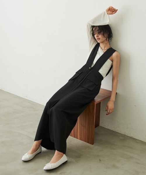 Aunt Marie's（アントマリーズ）の「アウトポケットジャンスカ（ジャンパースカート・レディース・モカ/ブラック・FREE）」の9枚目の写真