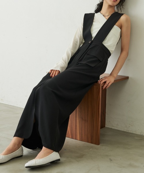 Aunt Marie's（アントマリーズ）の「アウトポケットジャンスカ（ジャンパースカート・レディース・モカ/ブラック・FREE）」の6枚目の写真