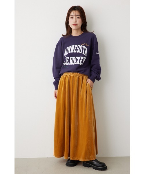 RODEO CROWNS WIDE BOWL（ロデオクラウンズワイドボウル）の「リラックスベロアスカート（スカート・レディース・イエロー/ライトベージュ/ネイビー/サックスブルー・FREE）」の7枚目の写真