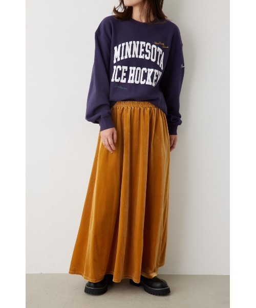 RODEO CROWNS WIDE BOWL（ロデオクラウンズワイドボウル）の「リラックスベロアスカート（スカート・レディース・イエロー/ライトベージュ/ネイビー/サックスブルー・FREE）」の8枚目の写真