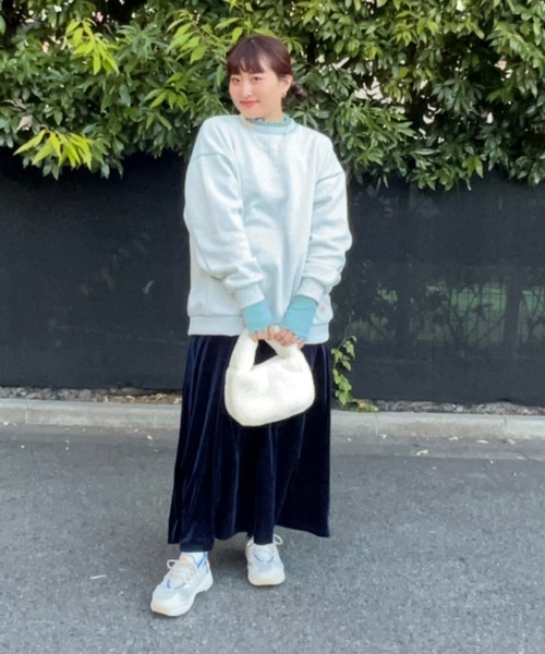 RODEO CROWNS WIDE BOWL（ロデオクラウンズワイドボウル）の「リラックスベロアスカート（スカート・レディース・イエロー/ライトベージュ/ネイビー/サックスブルー・FREE）」の18枚目の写真