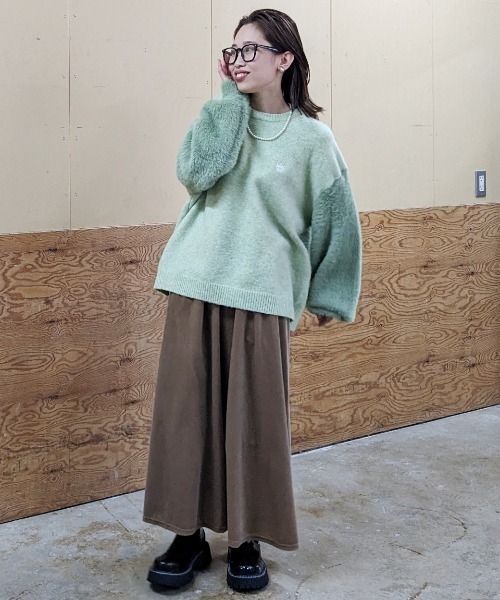 RODEO CROWNS WIDE BOWL（ロデオクラウンズワイドボウル）の「リラックスベロアスカート（スカート・レディース・イエロー/ライトベージュ/ネイビー/サックスブルー・FREE）」の21枚目の写真