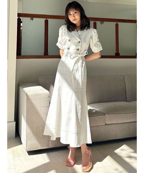 RESEXXY（リゼクシー）の「ギャザーデザインマーメイドワンピース（ワンピース・レディース・ブラック/インディゴブルー/ホワイト・SMALL/MEDIUM）」の4枚目の写真