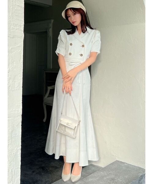 RESEXXY（リゼクシー）の「ギャザーデザインマーメイドワンピース（ワンピース・レディース・ブラック/インディゴブルー/ホワイト・SMALL/MEDIUM）」の13枚目の写真