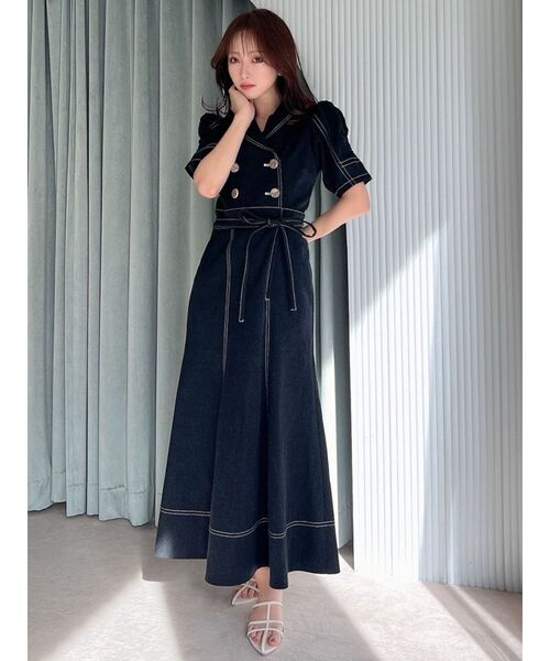 RESEXXY（リゼクシー）の「ギャザーデザインマーメイドワンピース（ワンピース・レディース・ブラック/インディゴブルー/ホワイト・SMALL/MEDIUM）」の18枚目の写真