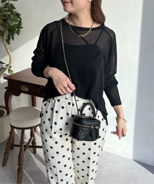 prose verse(プロズヴェール)の「ラグランスリーブシアーラメニット(ニット/セーター・レディース・シルバー/オフホワイト/ブラック・フリ-)」の5枚目の写真