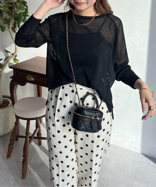 prose verse(プロズヴェール)の「ラグランスリーブシアーラメニット(ニット/セーター・レディース・シルバー/オフホワイト/ブラック・フリ-)」の6枚目の写真