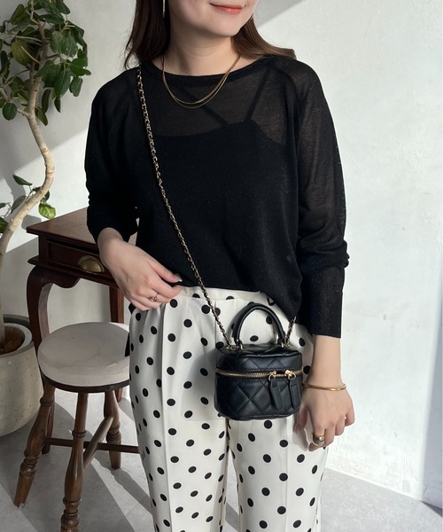 prose verse(プロズヴェール)の「ラグランスリーブシアーラメニット(ニット/セーター・レディース・シルバー/オフホワイト/ブラック・フリ-)」の7枚目の写真