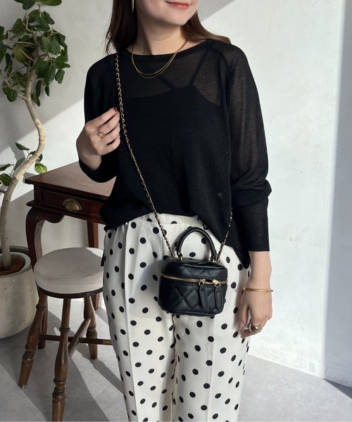 prose verse(プロズヴェール)の「ラグランスリーブシアーラメニット(ニット/セーター・レディース・シルバー/オフホワイト/ブラック・フリ-)」の8枚目の写真