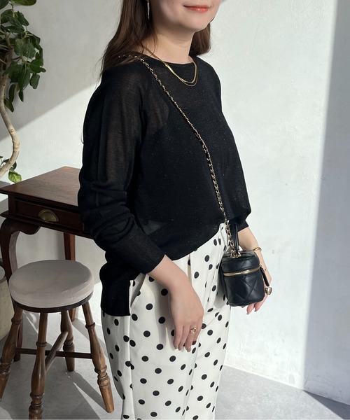 prose verse(プロズヴェール)の「ラグランスリーブシアーラメニット(ニット/セーター・レディース・シルバー/オフホワイト/ブラック・フリ-)」の10枚目の写真