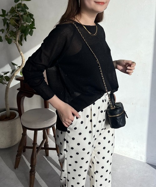 prose verse(プロズヴェール)の「ラグランスリーブシアーラメニット(ニット/セーター・レディース・シルバー/オフホワイト/ブラック・フリ-)」の11枚目の写真