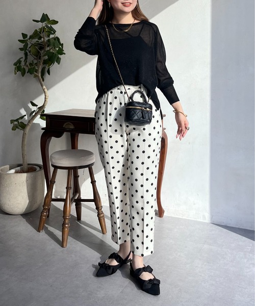 prose verse(プロズヴェール)の「ラグランスリーブシアーラメニット(ニット/セーター・レディース・シルバー/オフホワイト/ブラック・フリ-)」の12枚目の写真