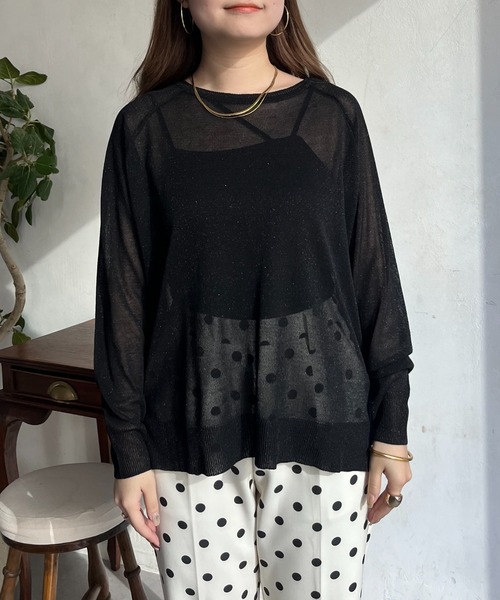 prose verse(プロズヴェール)の「ラグランスリーブシアーラメニット(ニット/セーター・レディース・シルバー/オフホワイト/ブラック・フリ-)」の18枚目の写真