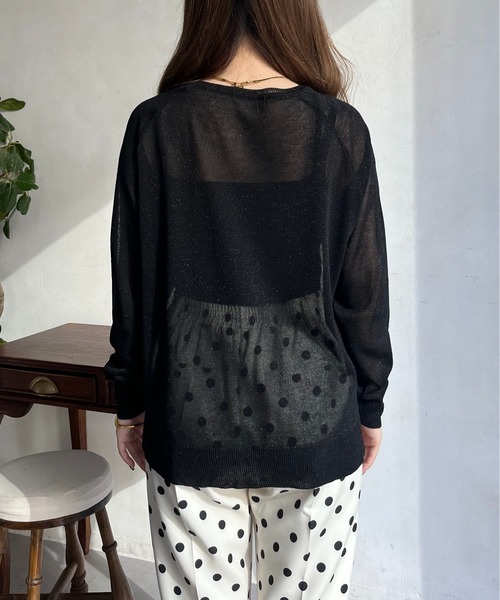 prose verse(プロズヴェール)の「ラグランスリーブシアーラメニット(ニット/セーター・レディース・シルバー/オフホワイト/ブラック・フリ-)」の20枚目の写真