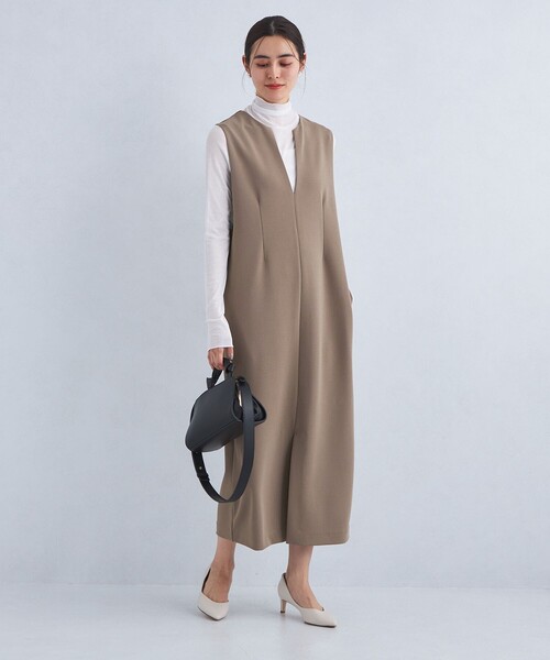 green label relaxing（グリーンレーベルリラクシング）の「ジョーゼット ジャンパースカート（ワンピース・レディース・ブラック/モカ/ネイビー・FREE）」の14枚目の写真